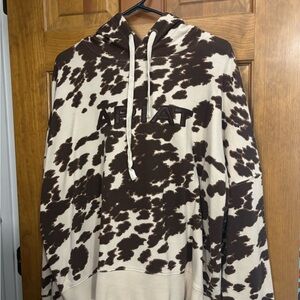 Ariat Women's Brown and Cream Cow Print Hoodie